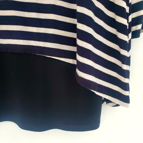 JOSEPH RIBKOFF Layered Tunic Top Black & White Striped Asymmetrical Hemline - Picture 5 of 8